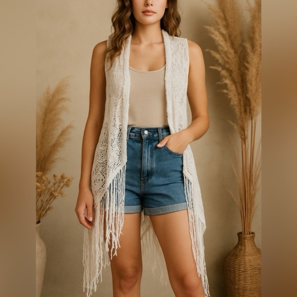Iperico Made in Italy Crochet Fringe Vest